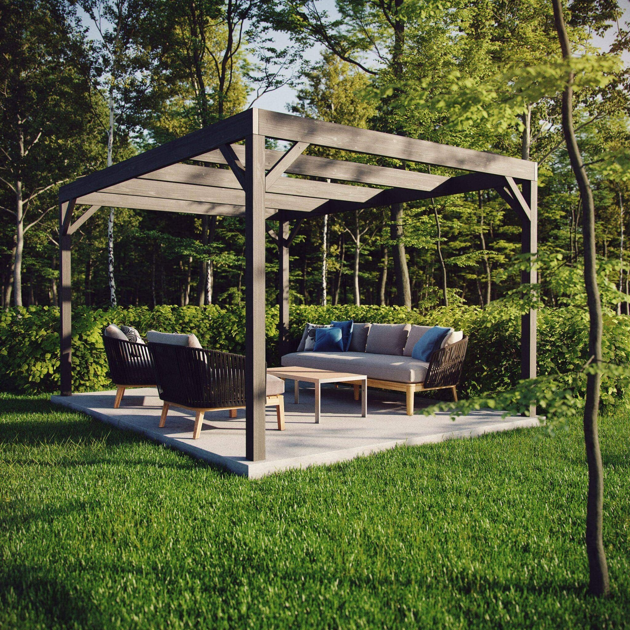 Pergola med infällda överliggare – Byggbeskrivning