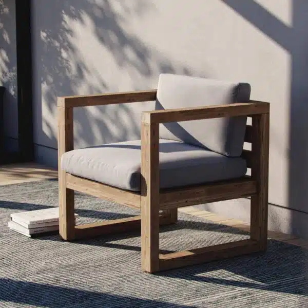 Construction description for lounge chair.