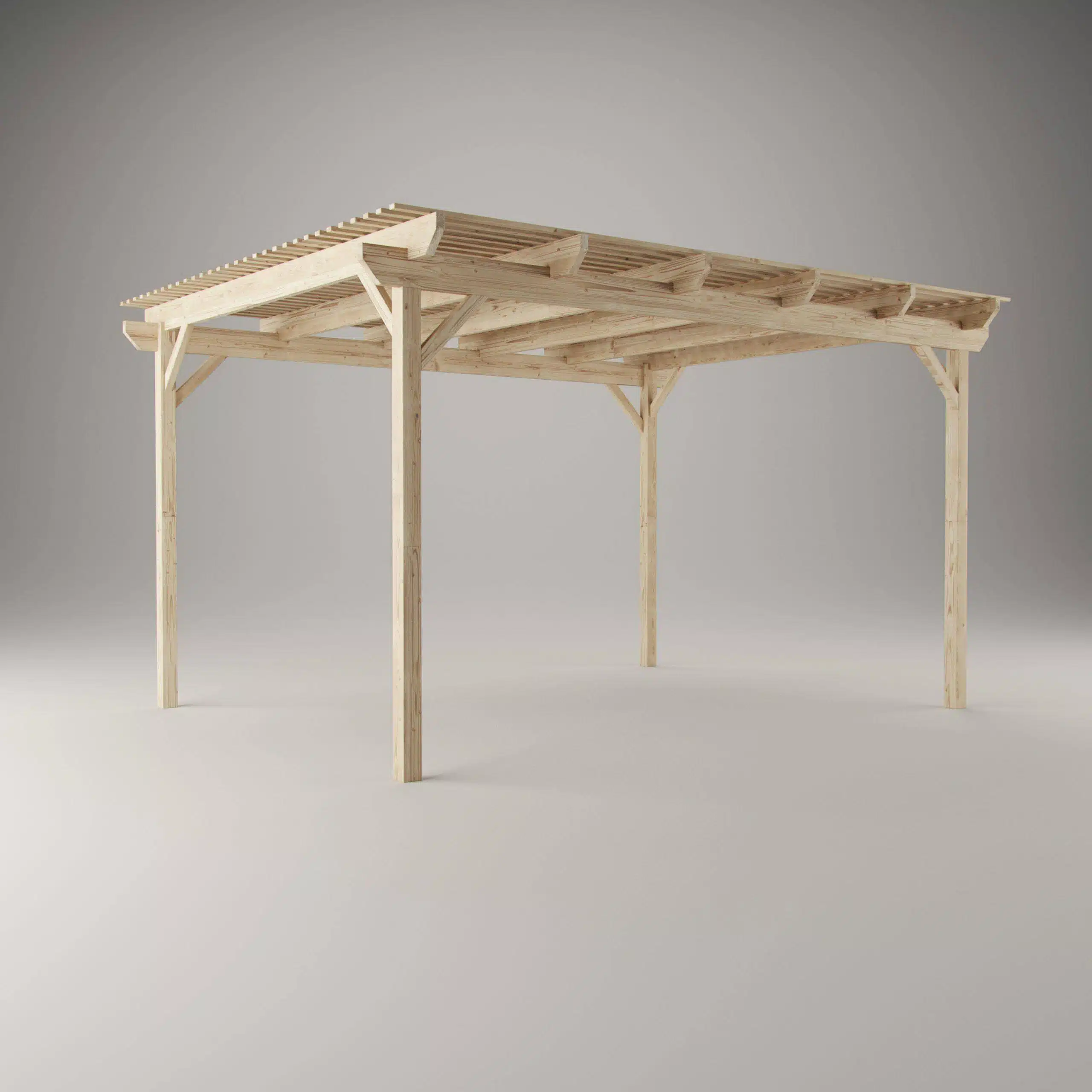 Pergola 4x3 mit Dachlatten schräg von vorne