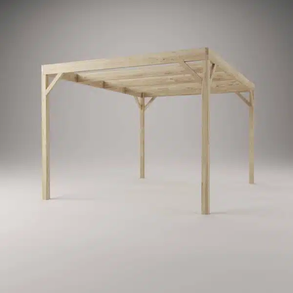 Pergola with recessed crossbeam