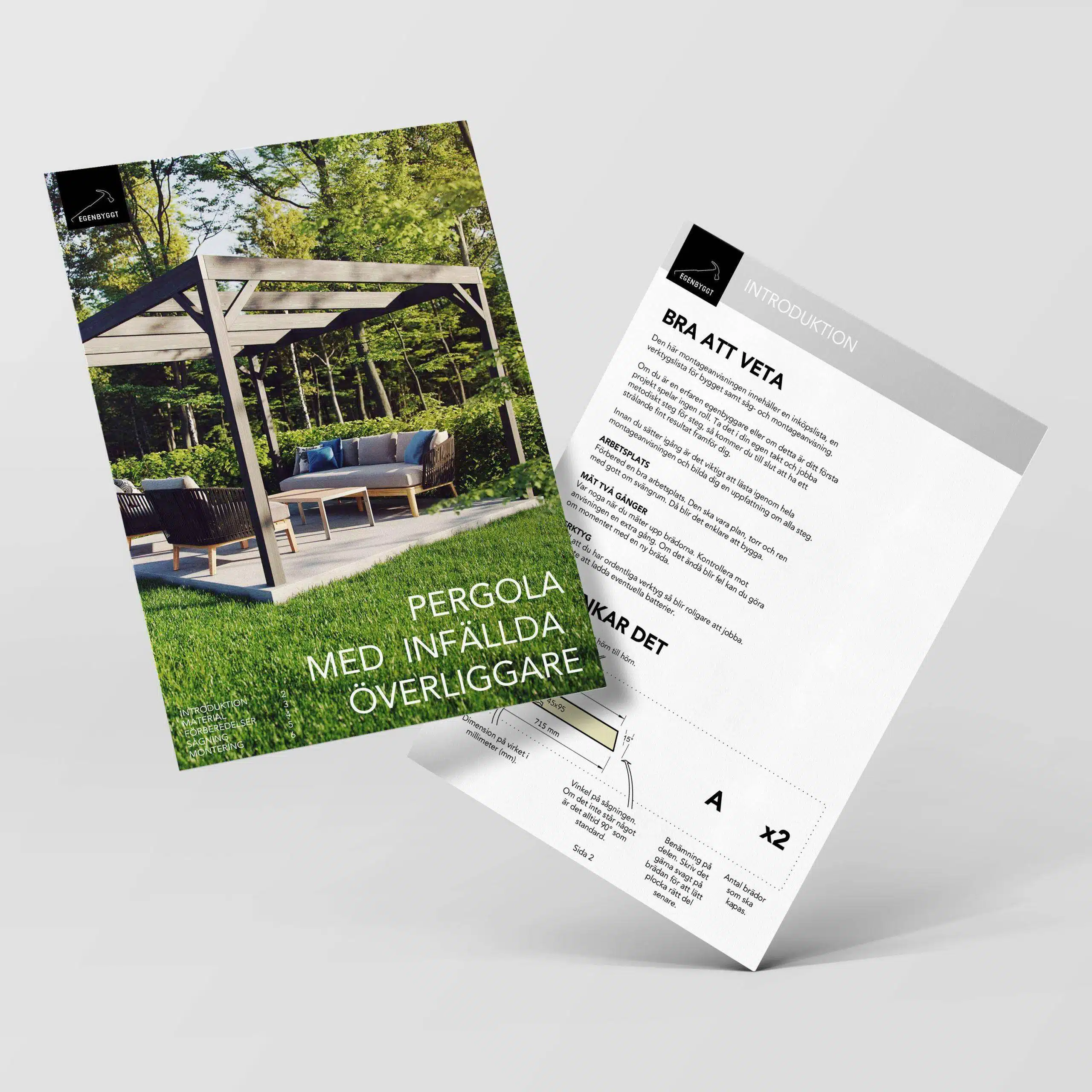 Pergola upotetuilla ylikansilla esimerkki rakennuskuvauksesta