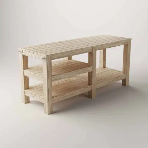 Outdoor kitchen island L angled from the front