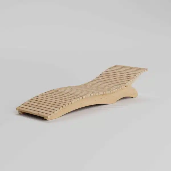Sun lounger from a skewed front view