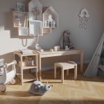 Table de jeu Luna avec tabouret et étagère - Plan DIY