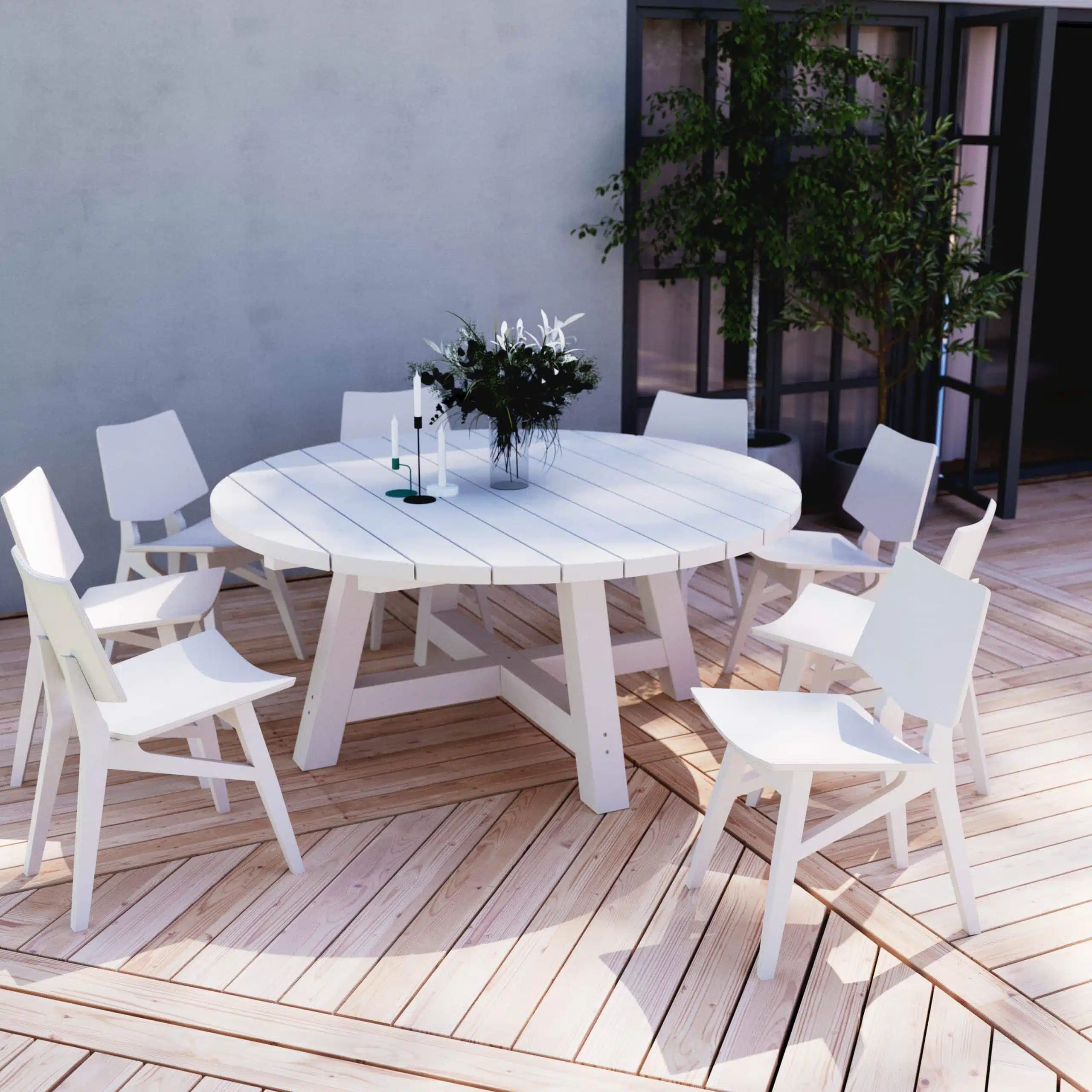 Bau einen runden Gartentisch.