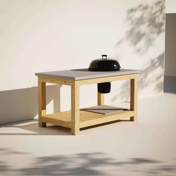 DIY guide for a custom-built grill bench with concrete top