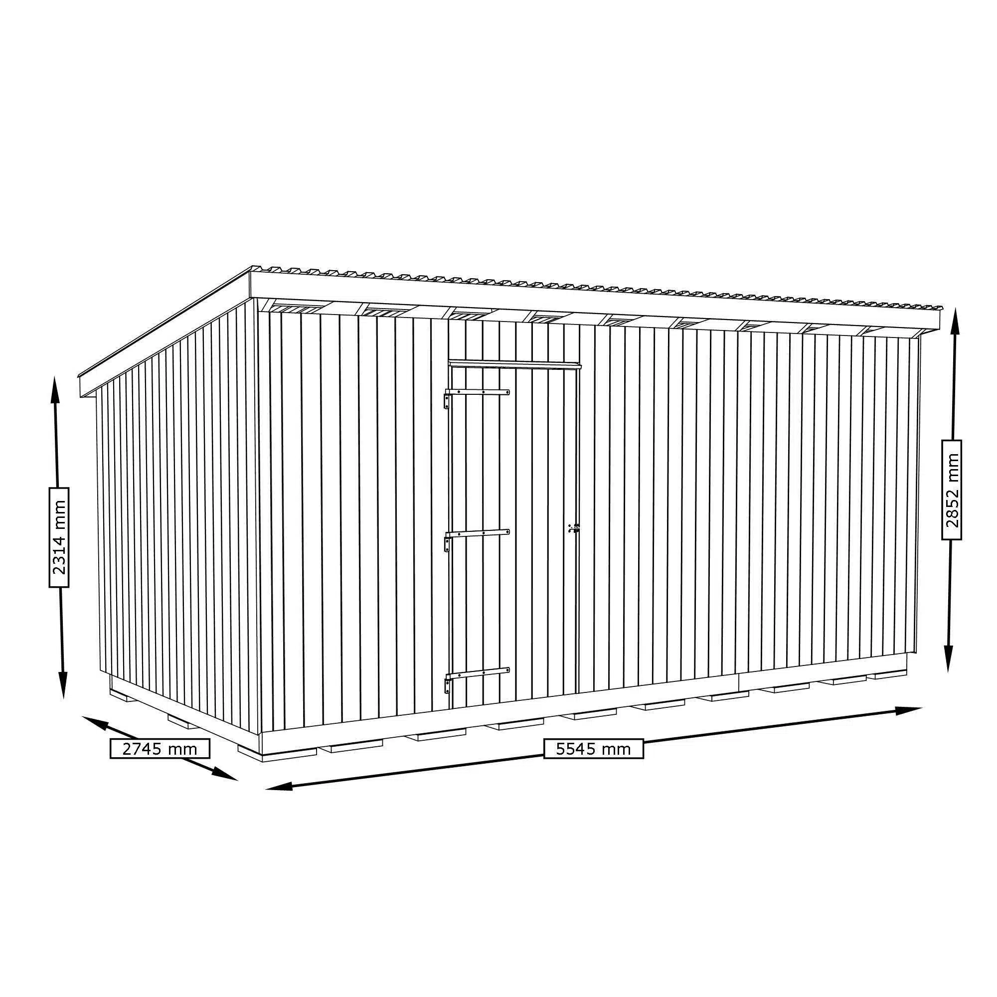 Maten van schuurtje 15m2