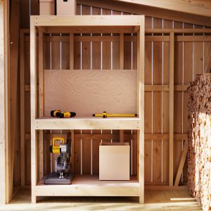 Byggbeskrivning för att bygga en förvaringshylla med arbetsbänk - Egenbyggt