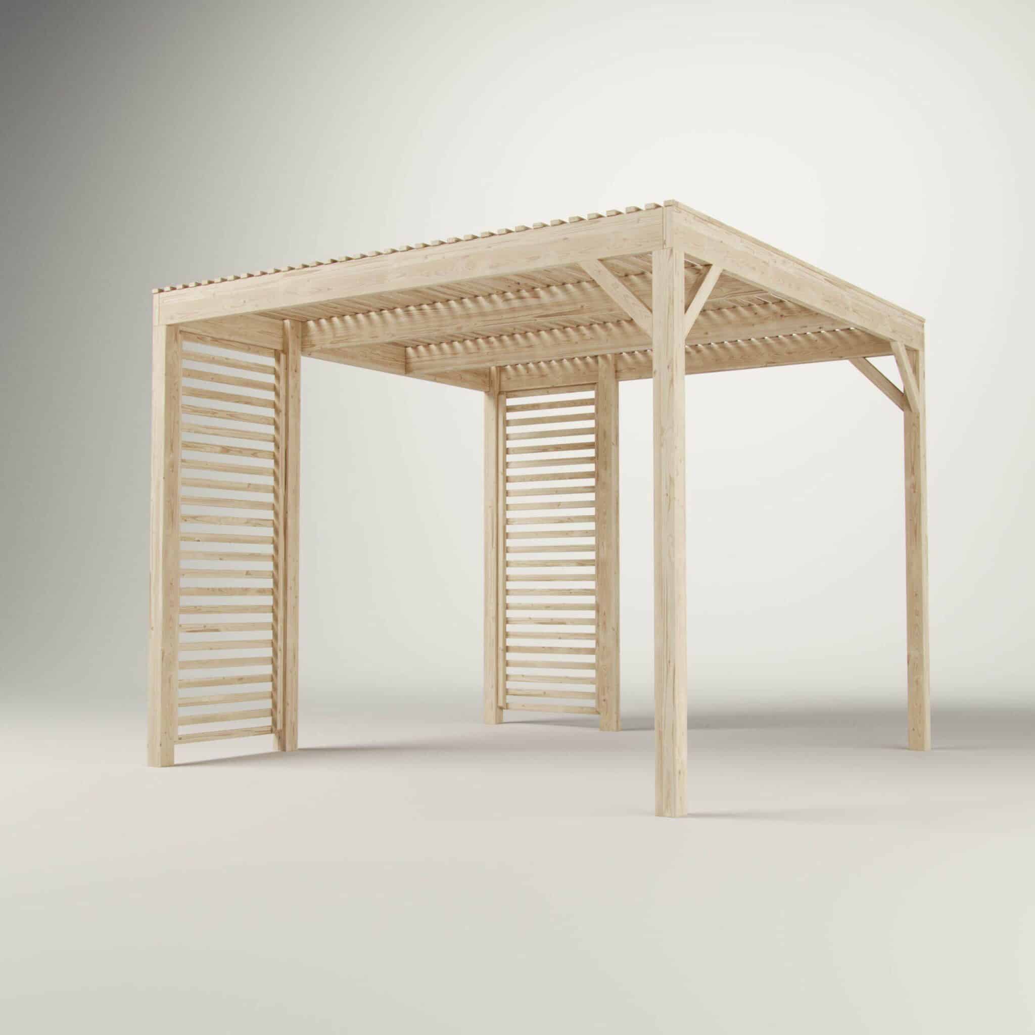 Pergola seinillä ympäristönäyttö
