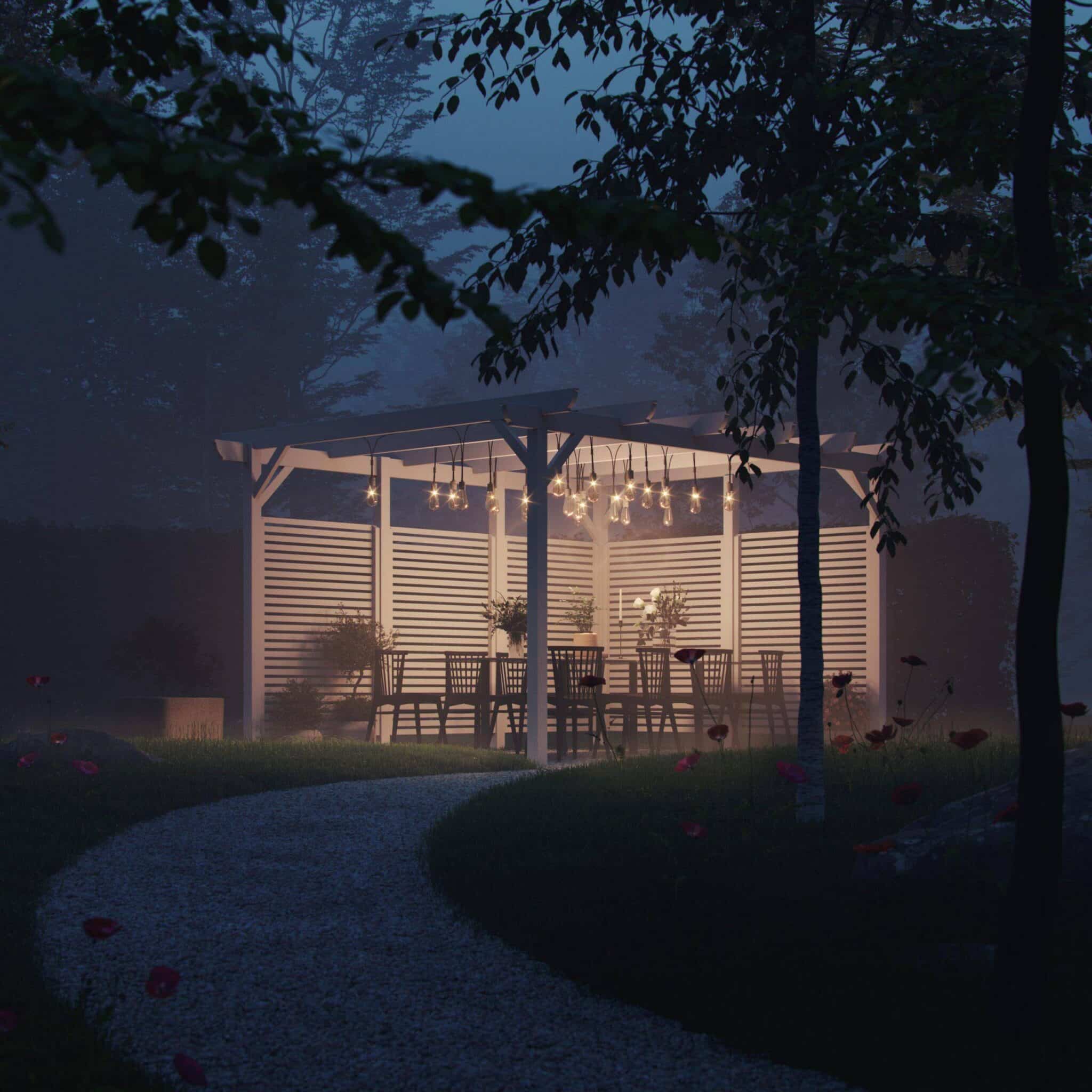 Pergola ristikoilla ympäristönäyttö