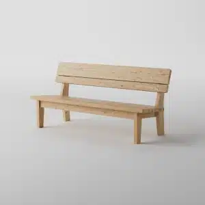 Hagebenk med ryggstøtte skrått forfra
