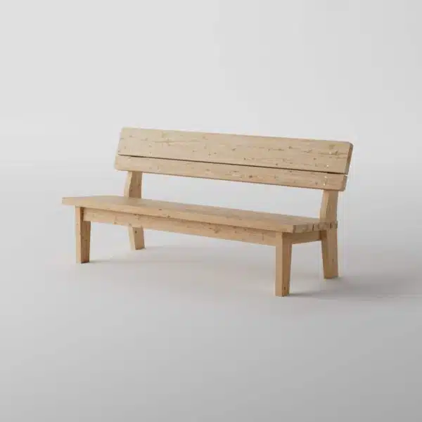 Garden bench with backrest from a slight angle