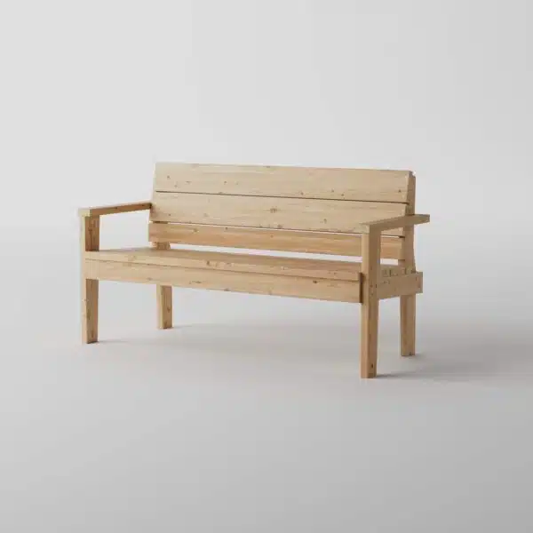 Linden bench viewed from an angle