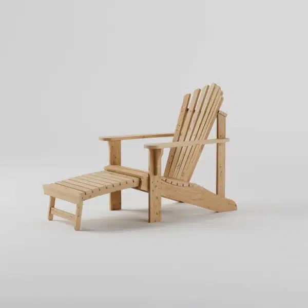 Adirondack chair with backrest viewed from a slight angle