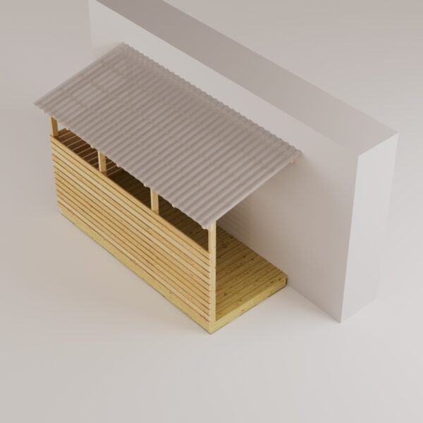 cykelförråd mot vägg snett uppifrån